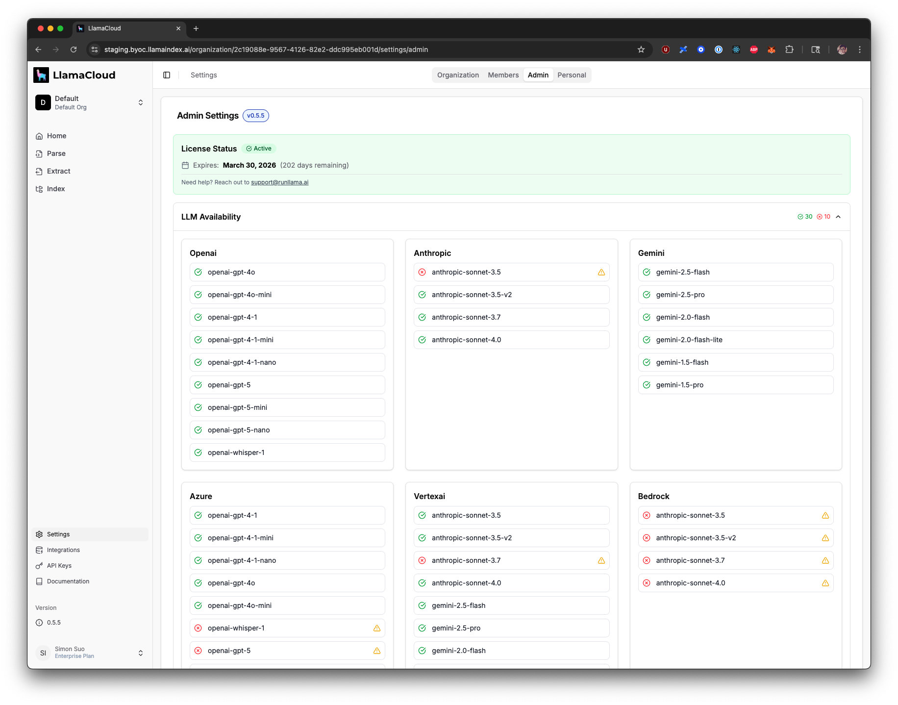 LLM Availability Admin UI