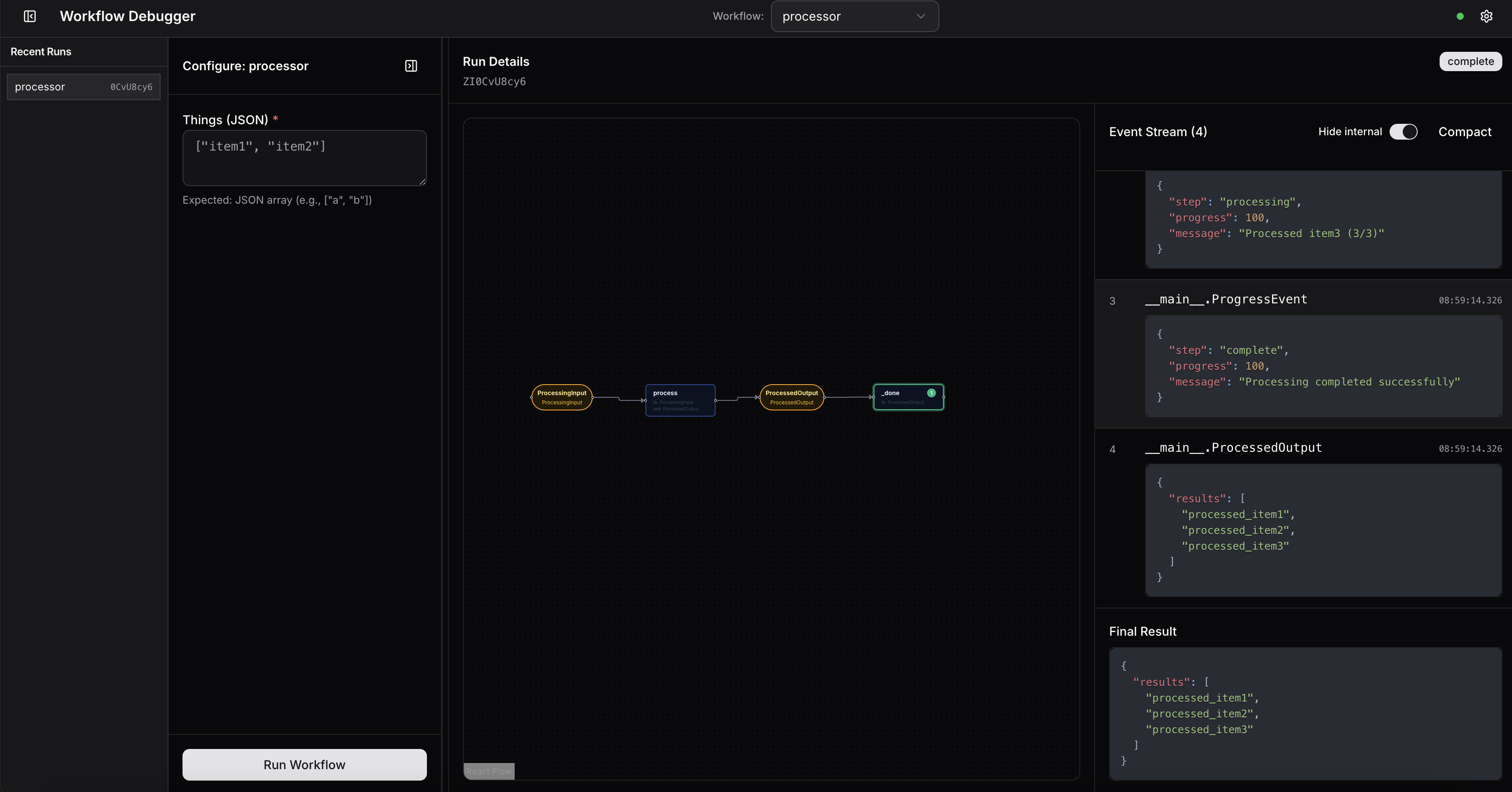 Workflow Debugger UI