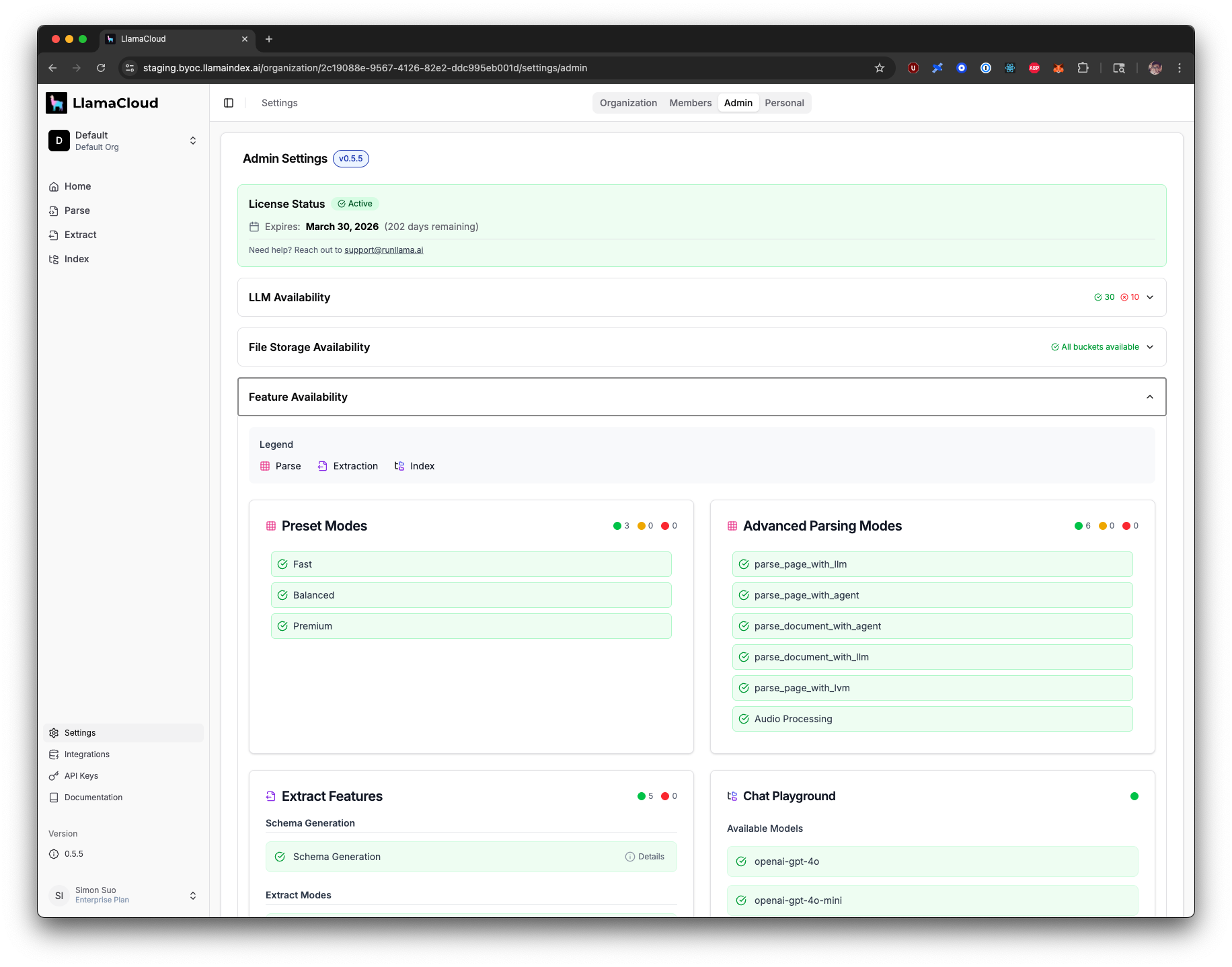 Feature Availability Admin UI